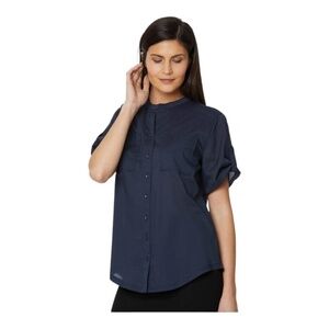 Nwt NYDJ Short Sleeve Blouse With Tabs / navy